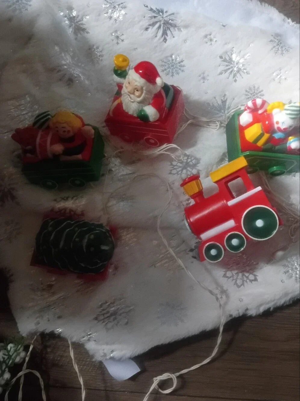 Holiday Red and Green Toy Train Set Lights